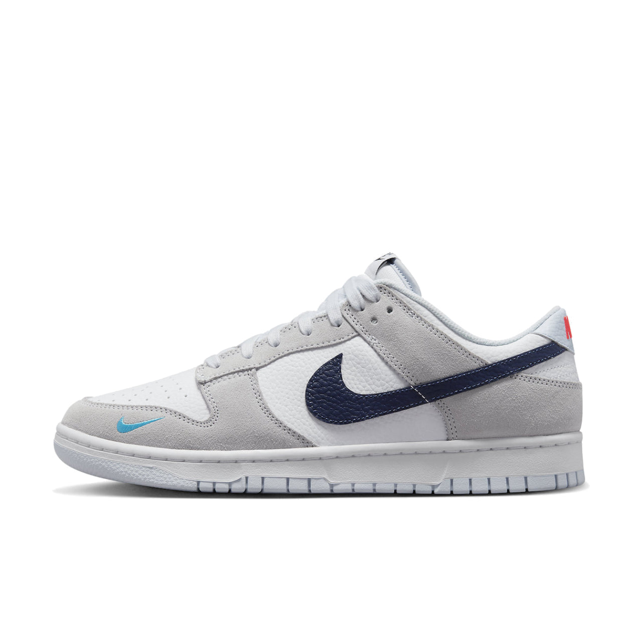 Nike Dunk Low White Grey Navy Aqua Mini Swoosh - FJ4227-001 - Left