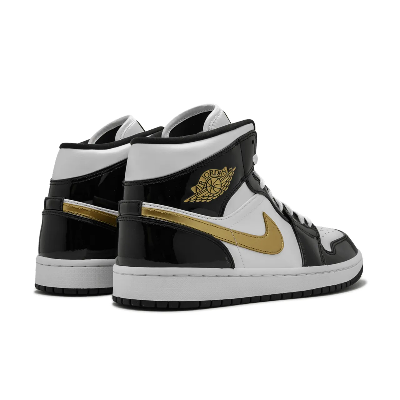 Jordan 1 Mid Patent Black White Gold - 3